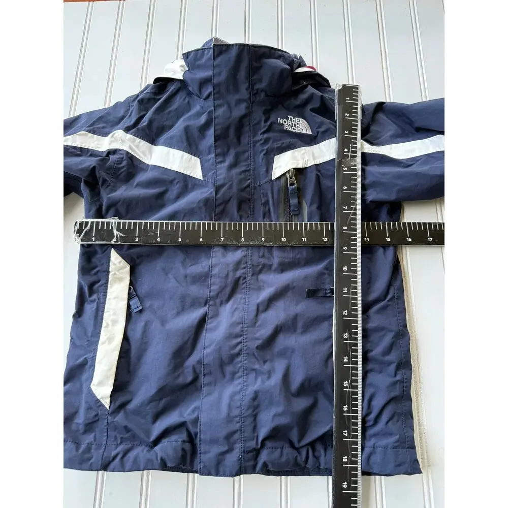 The North Face Boys HyVent Hooded windbraker Jacket Navy White Size XS 6